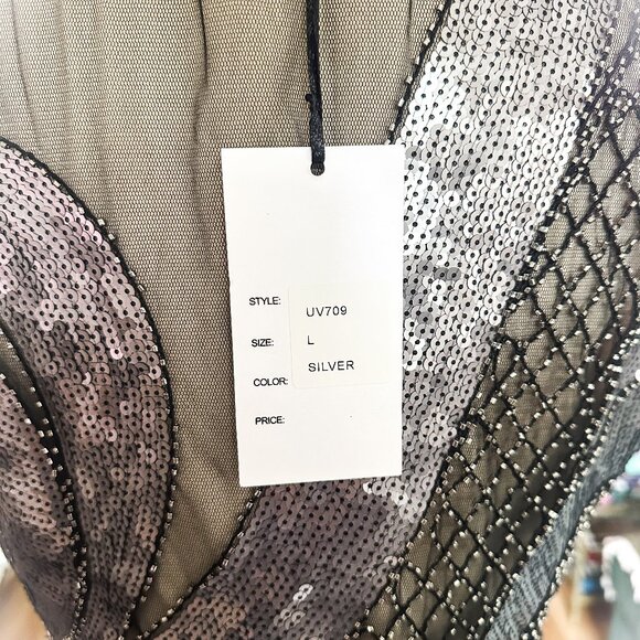 Unique Vintage 1920s Annecy Flapper Dress – Beige, Silver & Black Size L (10–12) - Picture 8 of 9